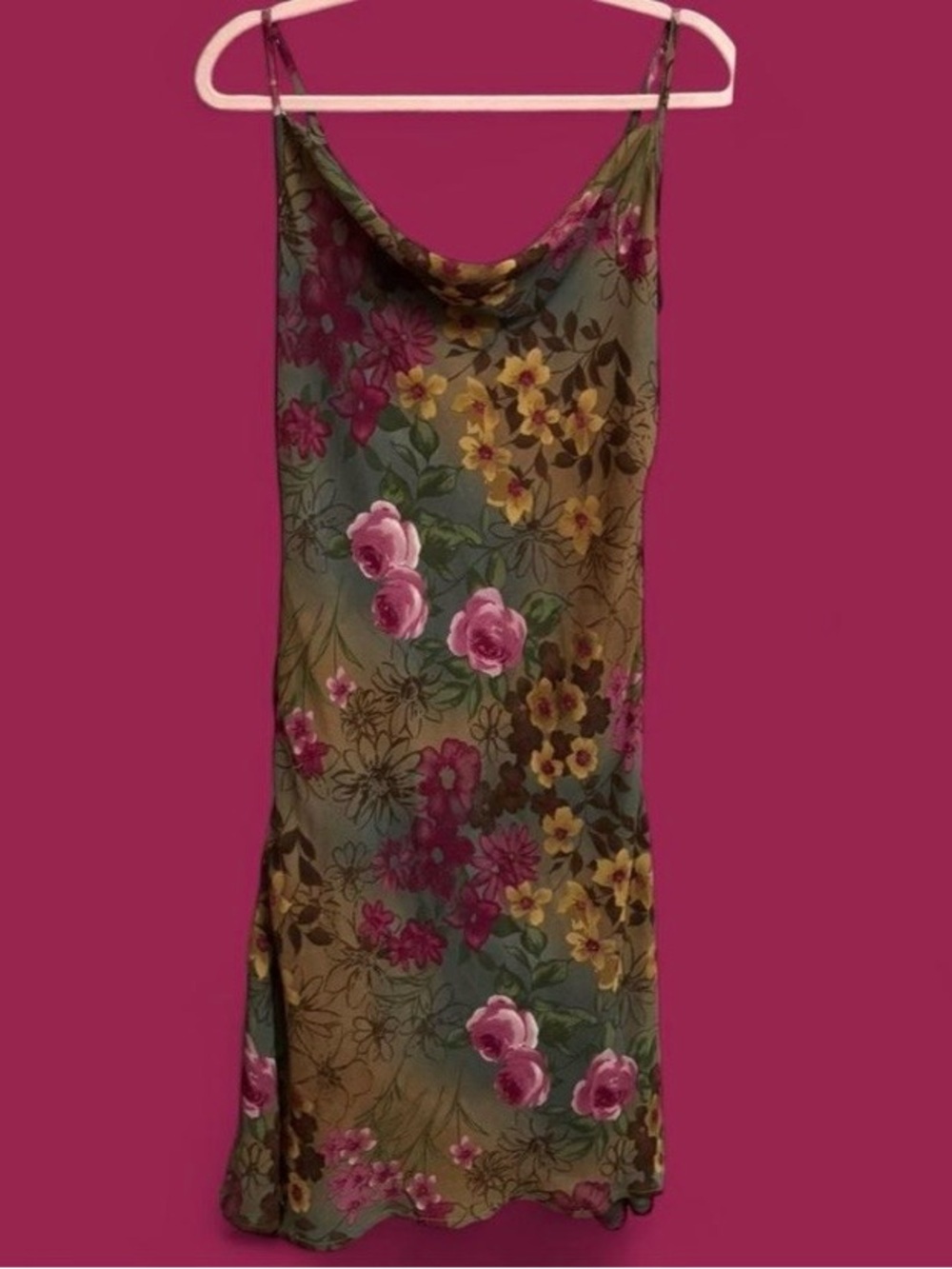 Miles Gabrielle Y2K Floral Cowl-Neck Midi Dress